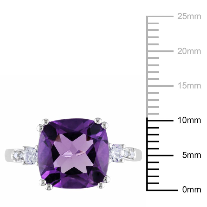 Lab Created Amethyst-Africa and Created White Sapphire with Diamondd Accent Ring in 10K White Gold