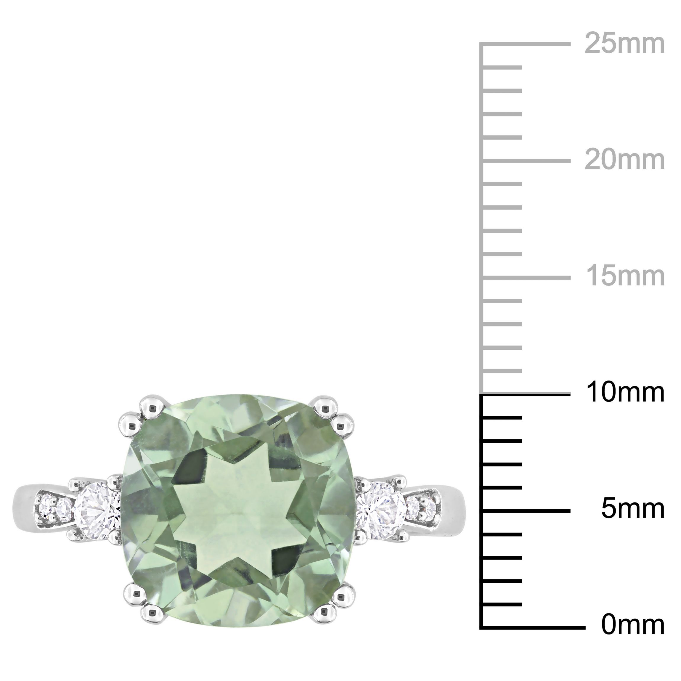 Lab Created Green Quartz and Created White Sapphire with Diamond Accent Ring in 10K White Gold