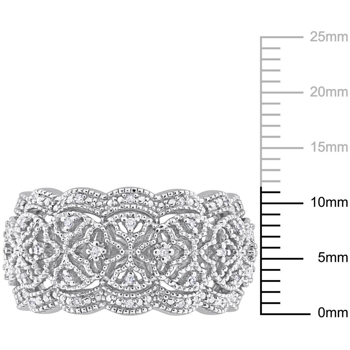 1/10 CT TW Diamondd Wide Band Vintage Ring in Sterling Silver