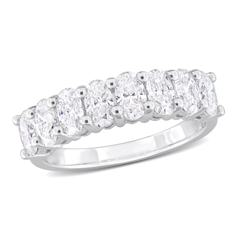 Lab Created Created Moissanite Anniversary Ring in Sterling Silver
