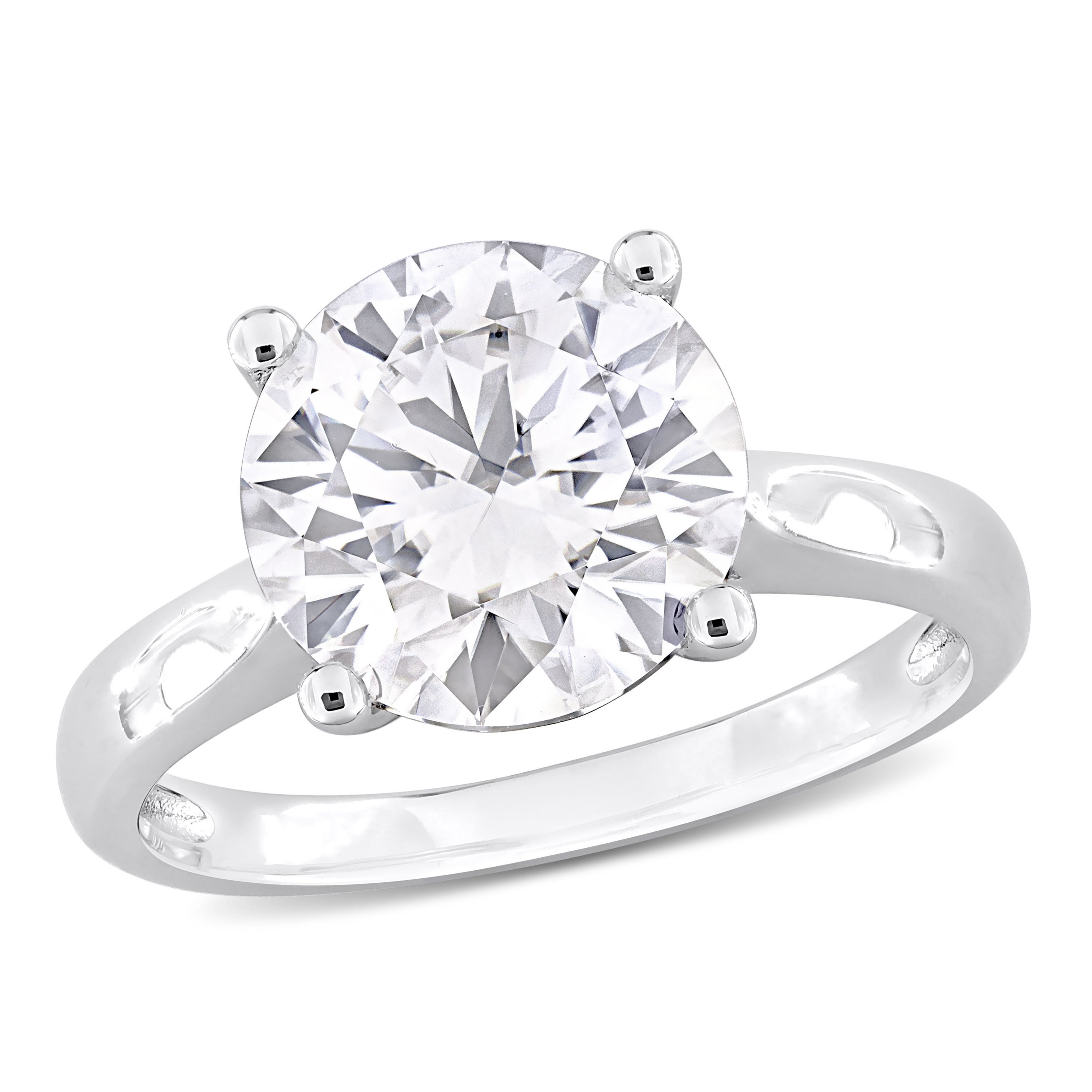 Lab Created Created Moissanite Solitaire Ring in Sterling Silver