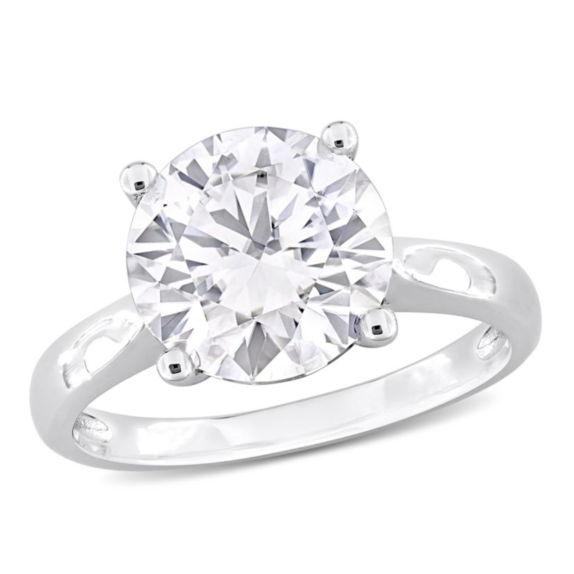 Lab Created Created Moissanite Solitaire Ring in Sterling Silver