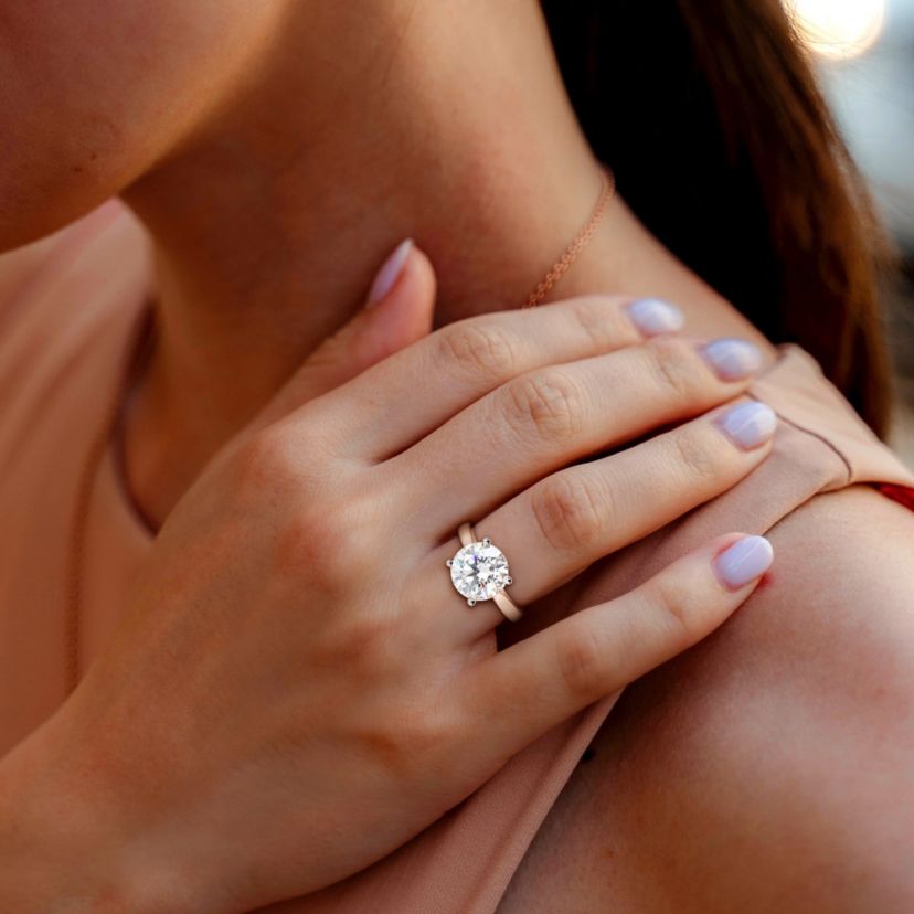 Lab Created Created Moissanite Solitaire Ring in Sterling Silver