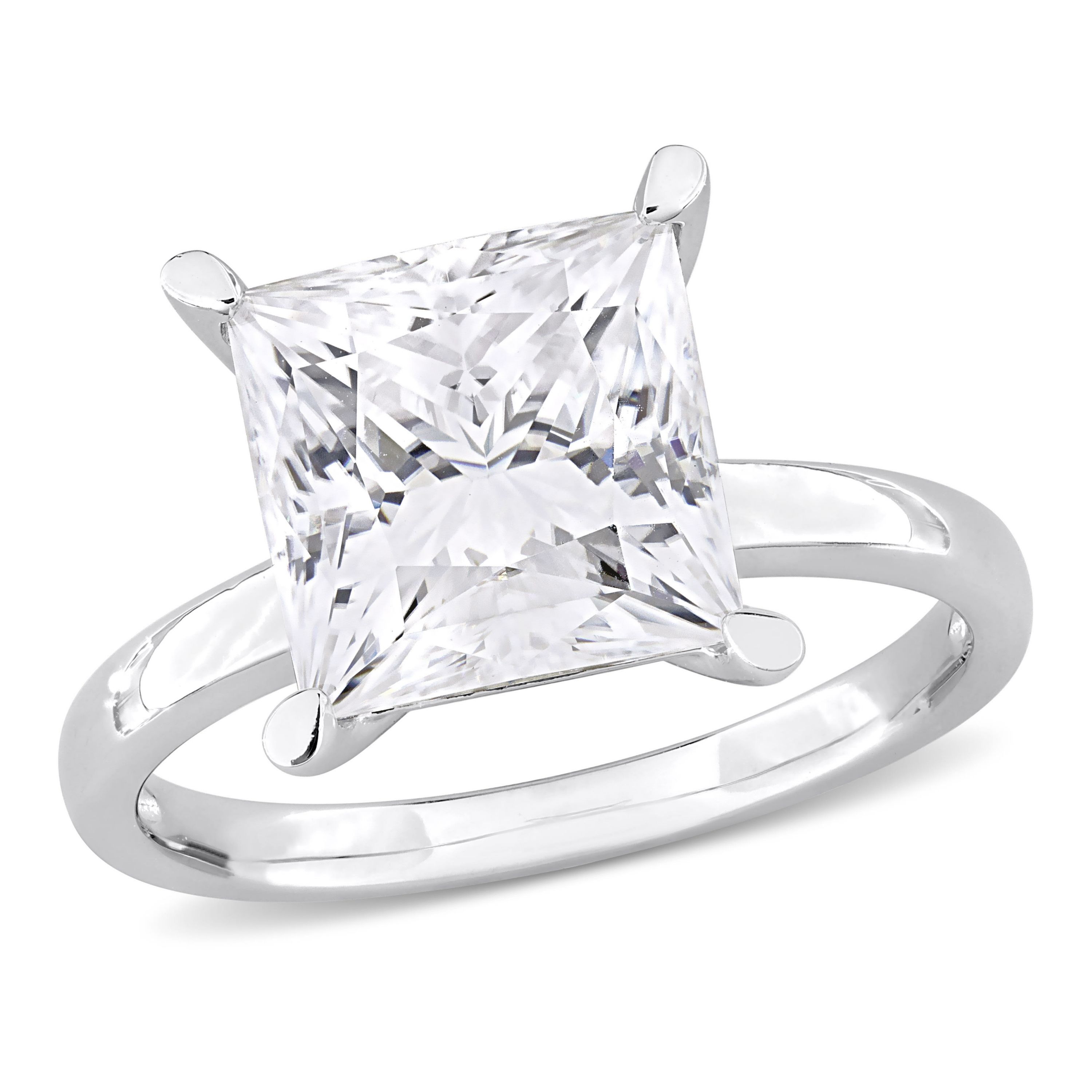 Lab Created Created Moissanite Solitaire Ring in Sterling Silver