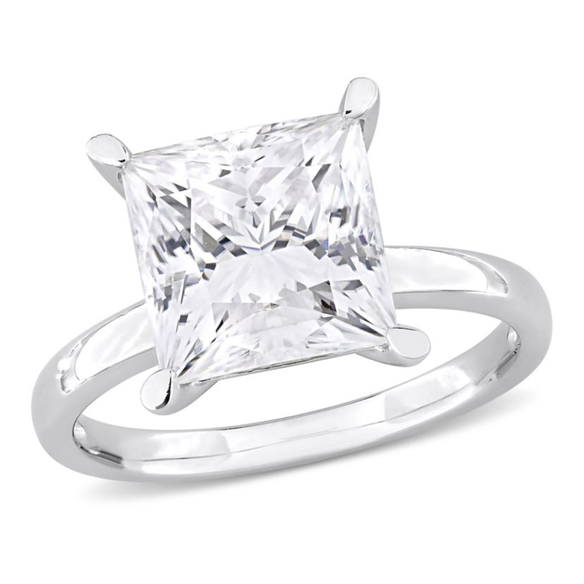 Lab Created Created Moissanite Solitaire Ring in Sterling Silver