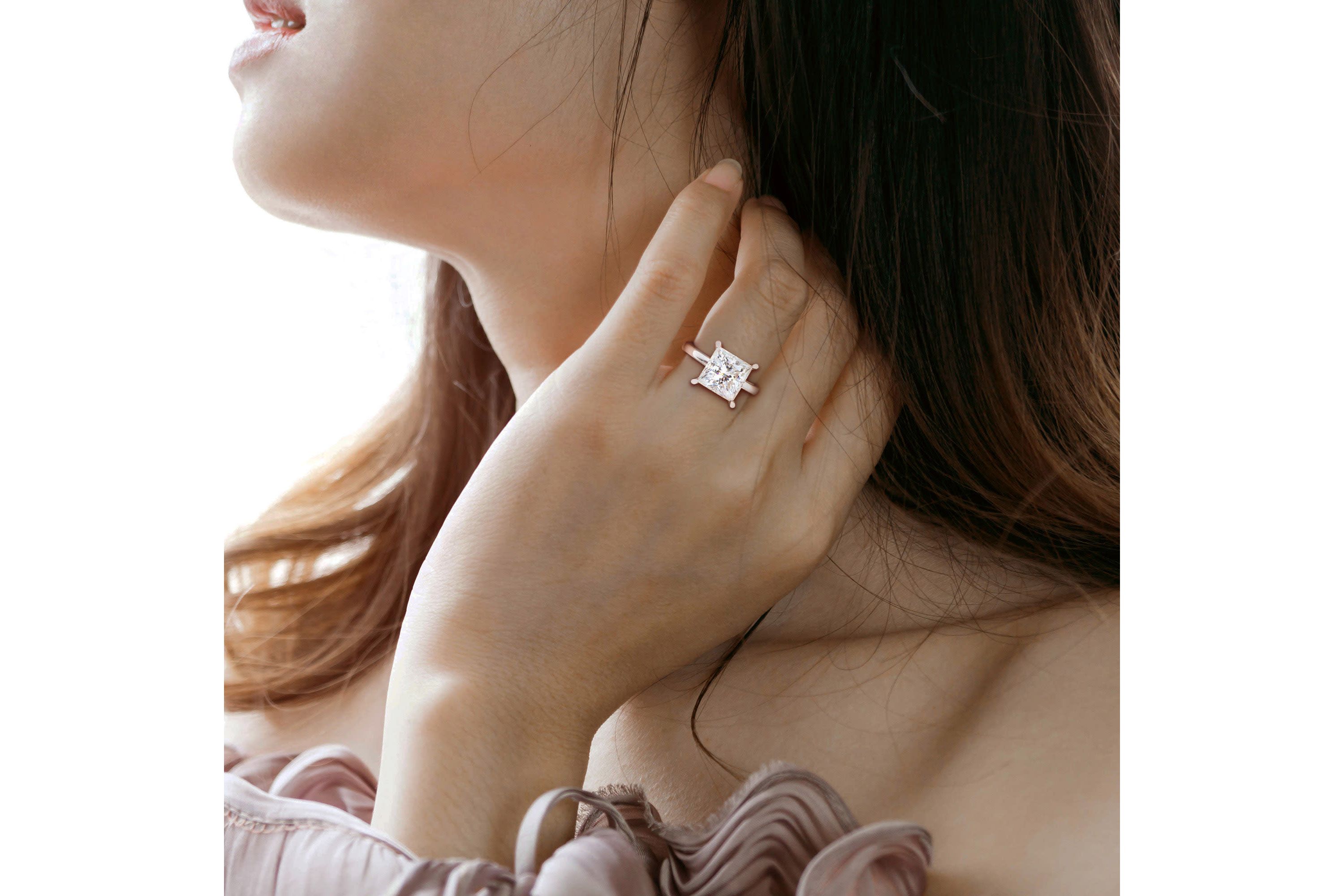 Lab Created Created Moissanite Solitaire Ring in Sterling Silver