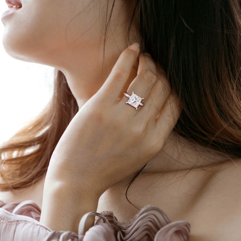 Lab Created Created Moissanite Solitaire Ring in Sterling Silver