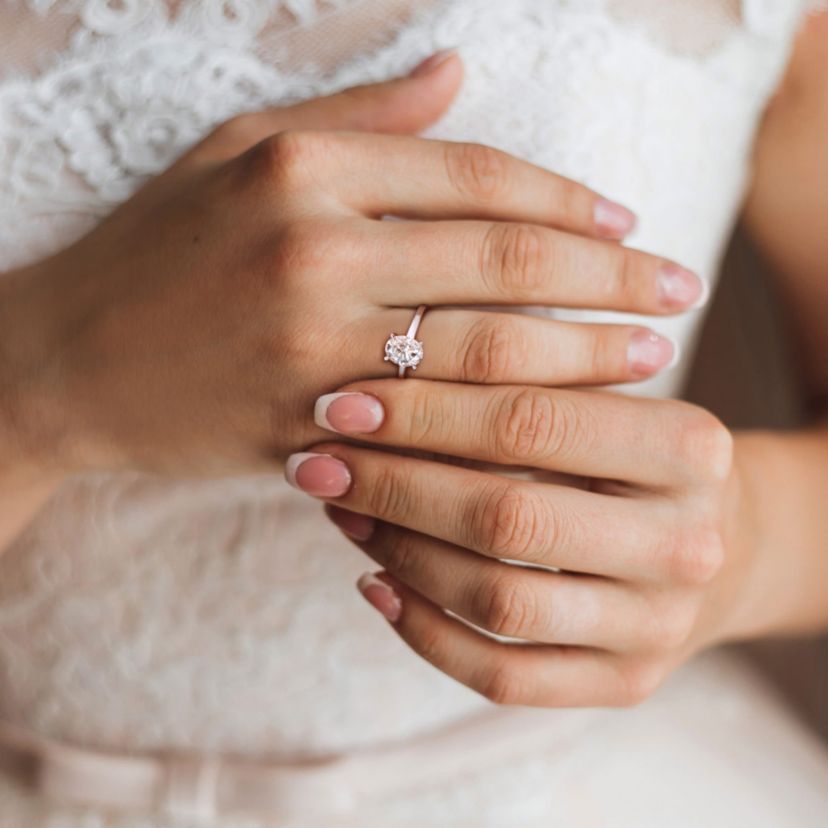 Lab Created Created Moissanite Engagement Ring in Sterling Silver