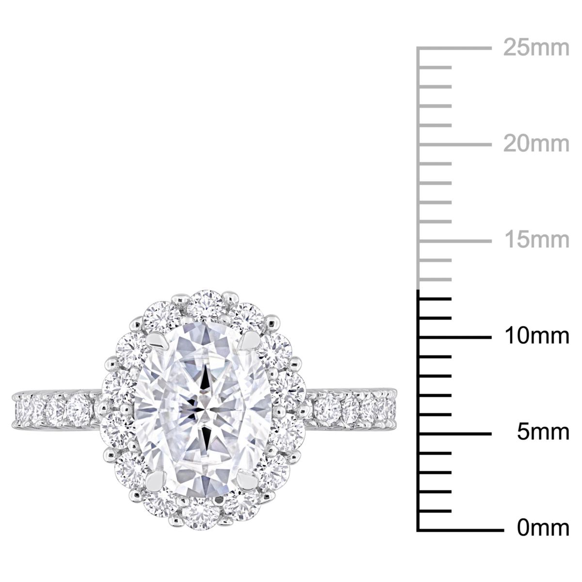 Lab Created Created Moissanite Halo Ring in Sterling Silver