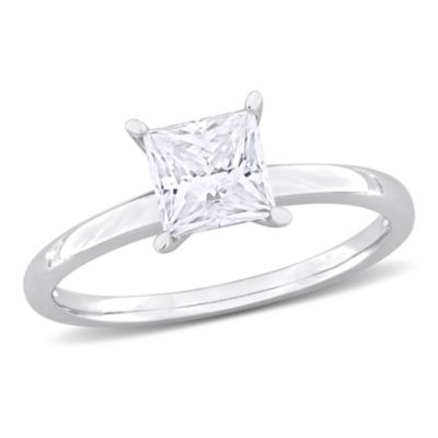 Belk & Co Lab Created Moissanite Solitaire Ring in Sterling Silver, White, 4