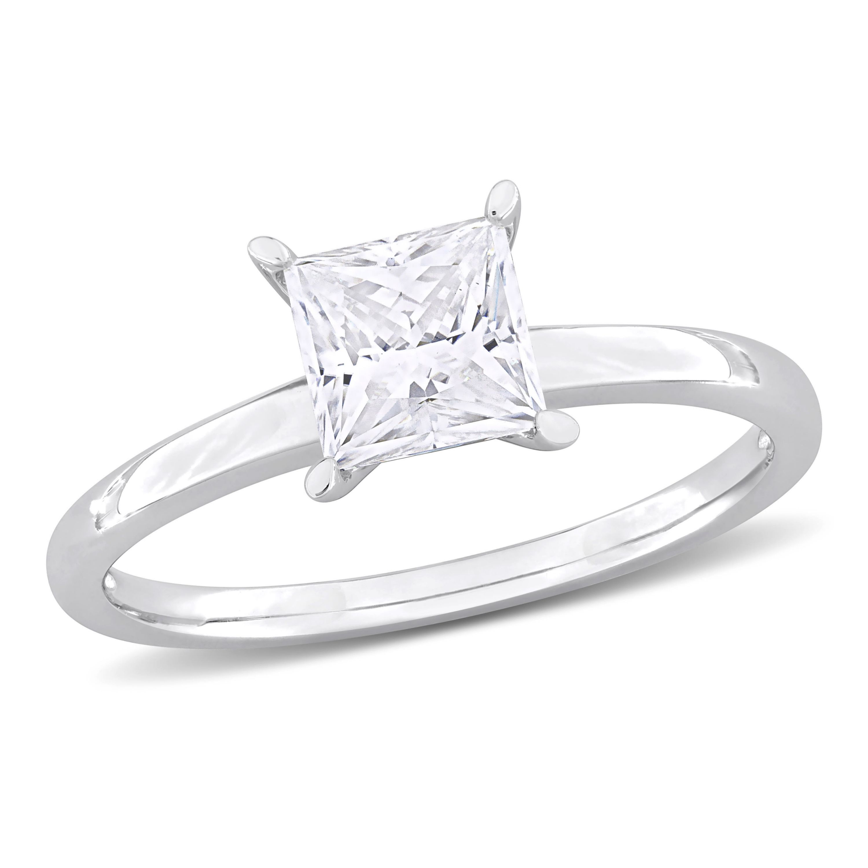 Lab Created Created Moissanite Solitaire Ring in Sterling Silver