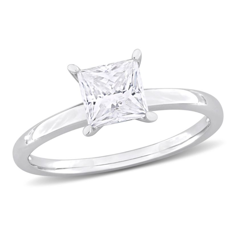 Lab Created Created Moissanite Solitaire Ring in Sterling Silver