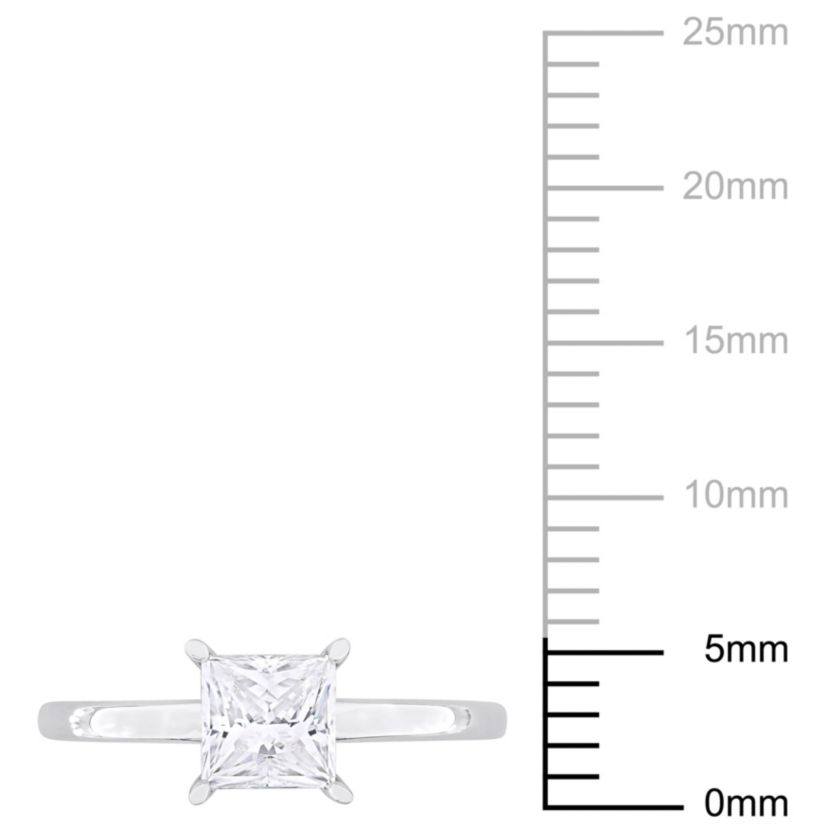 Lab Created Created Moissanite Solitaire Ring in Sterling Silver