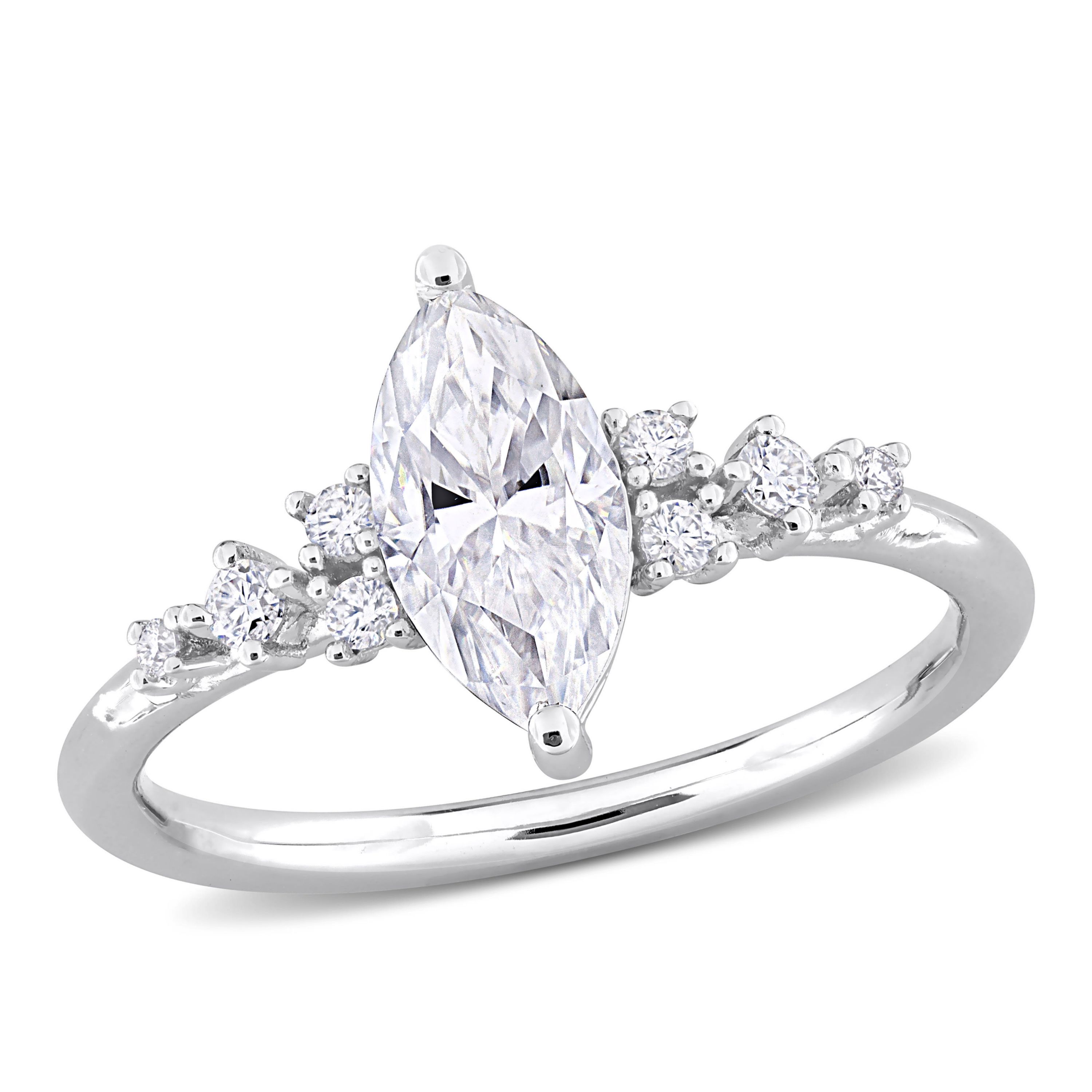 Lab Created Created Moissanite Engagement Ring in Sterling Silver