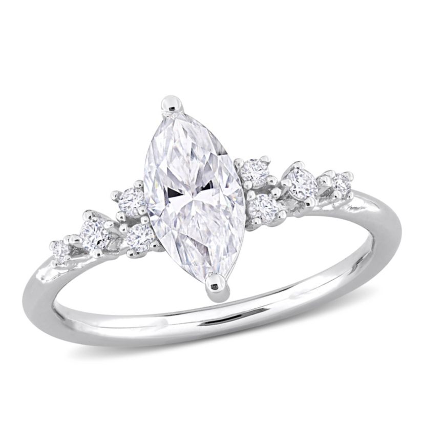 Lab Created Created Moissanite Engagement Ring in Sterling Silver