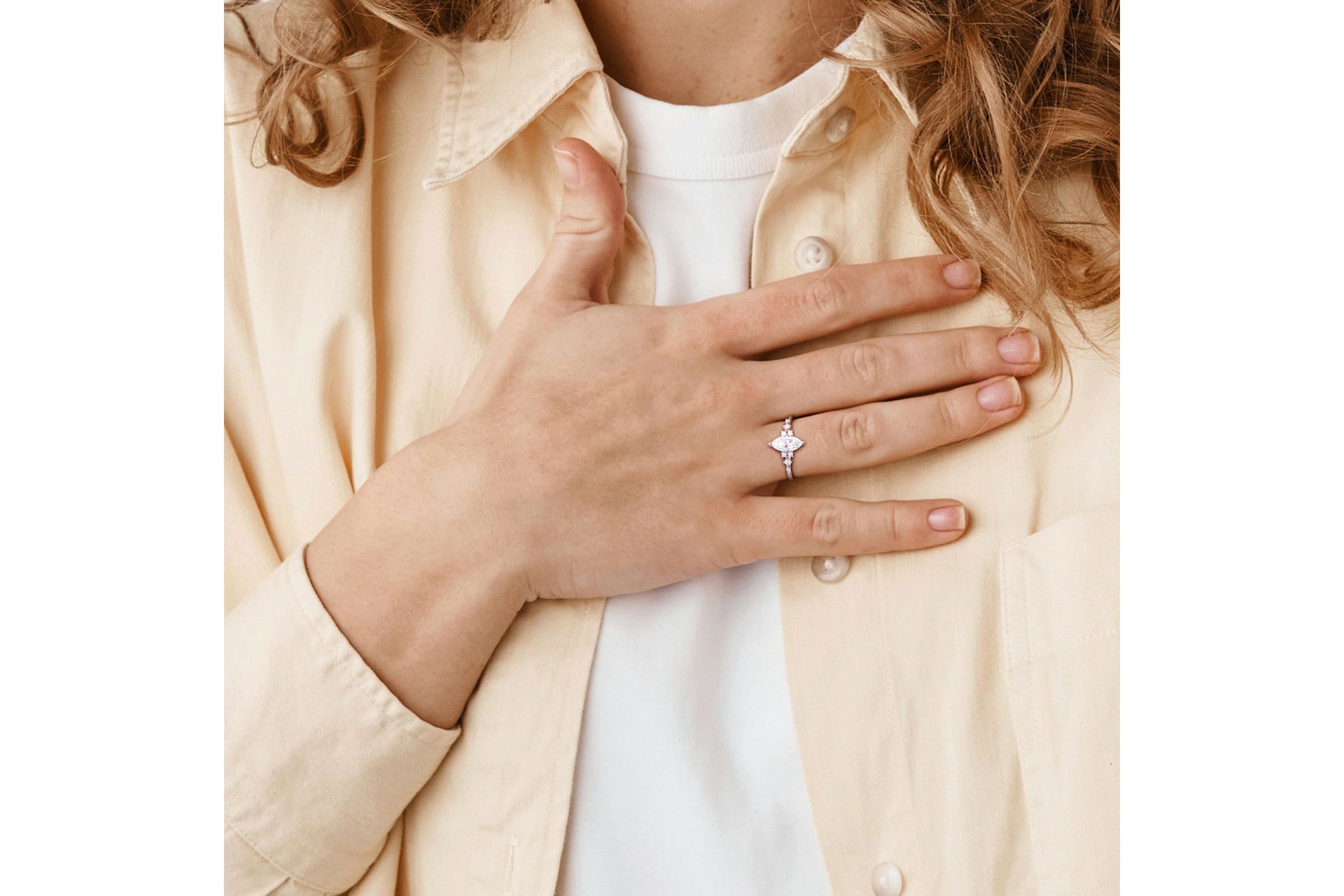 Lab Created Created Moissanite Engagement Ring in Sterling Silver