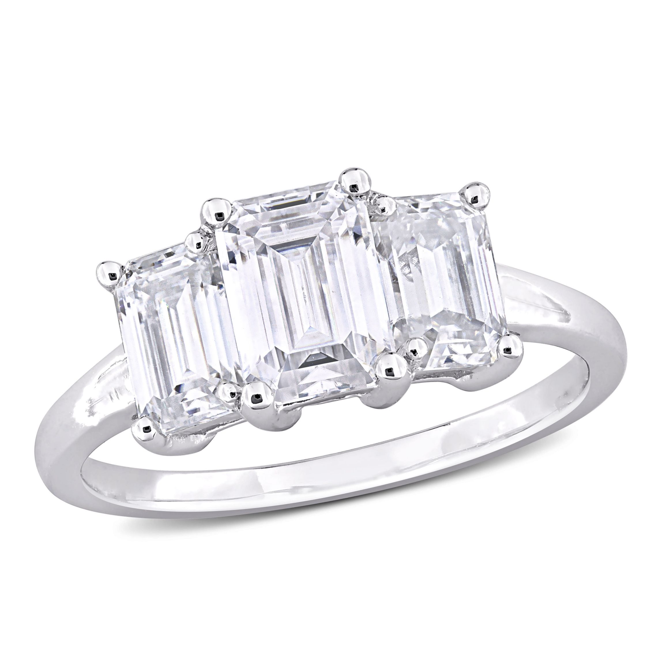 Lab Created Created Moissanite Engagement Ring in Sterling Silver