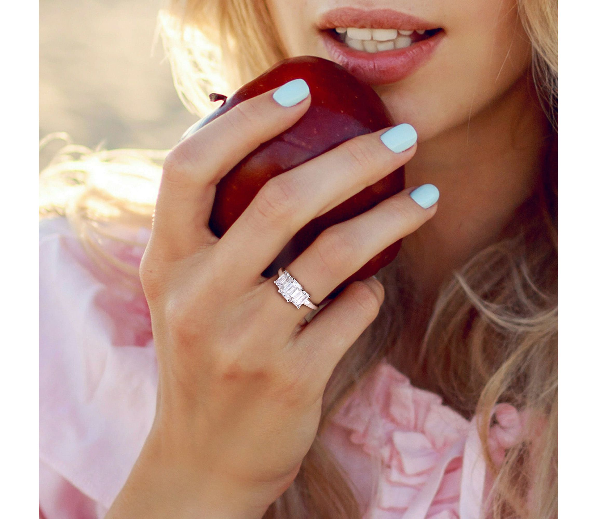 Lab Created Created Moissanite Engagement Ring in Sterling Silver