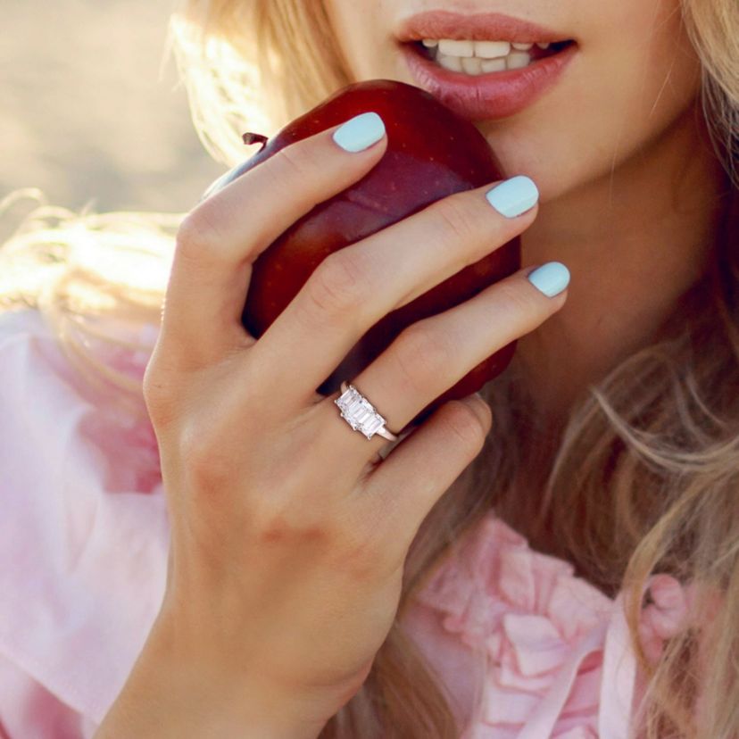 Lab Created Created Moissanite Engagement Ring in Sterling Silver
