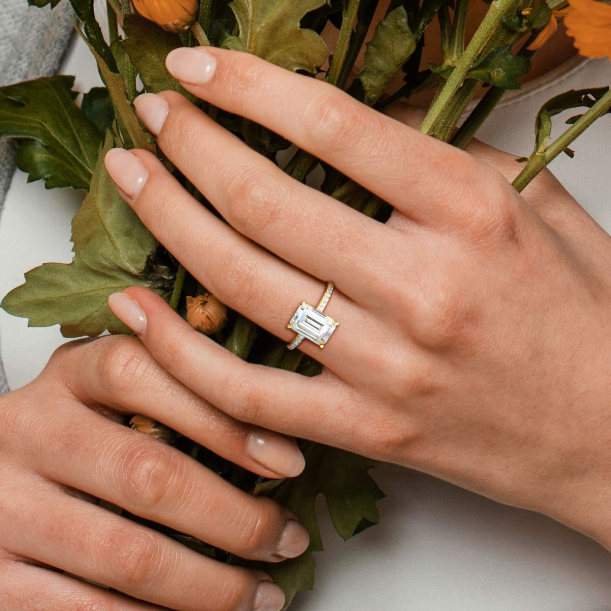 Lab Created Created Moissanite Engagement Ring in 10K Yellow Gold