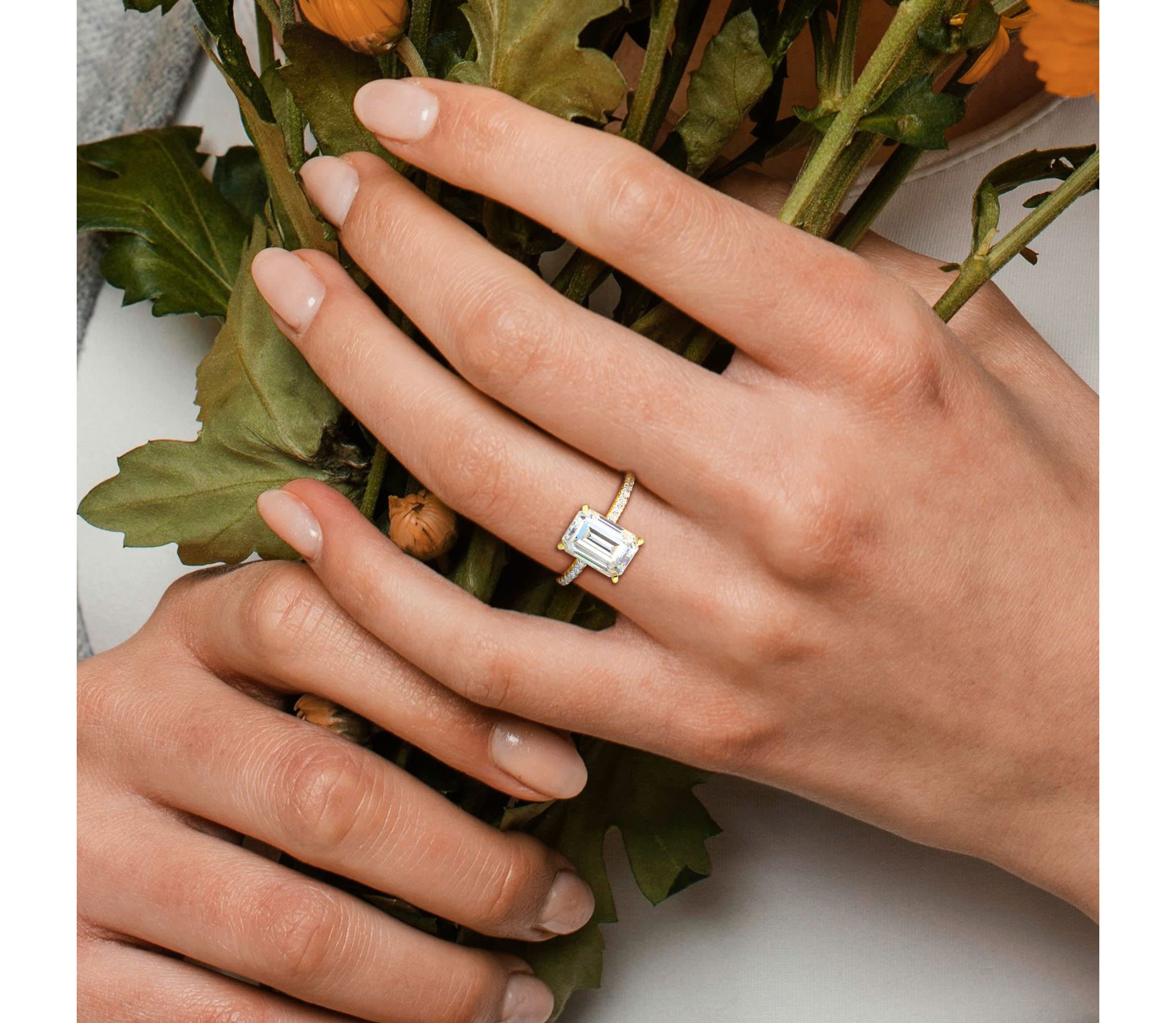Lab Created Created Moissanite Engagement Ring in 10K Yellow Gold