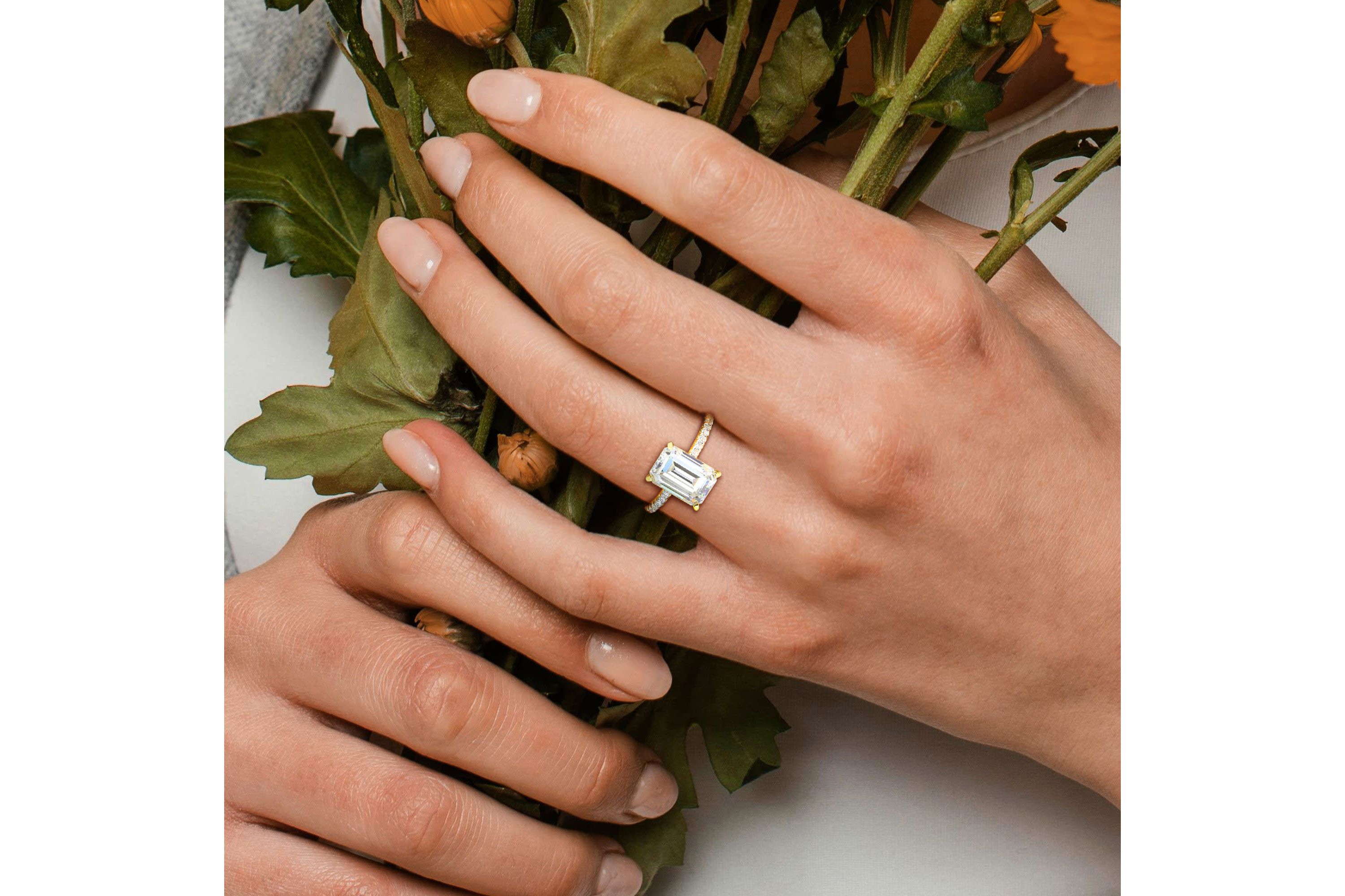 Lab Created Created Moissanite Engagement Ring in 10K Yellow Gold