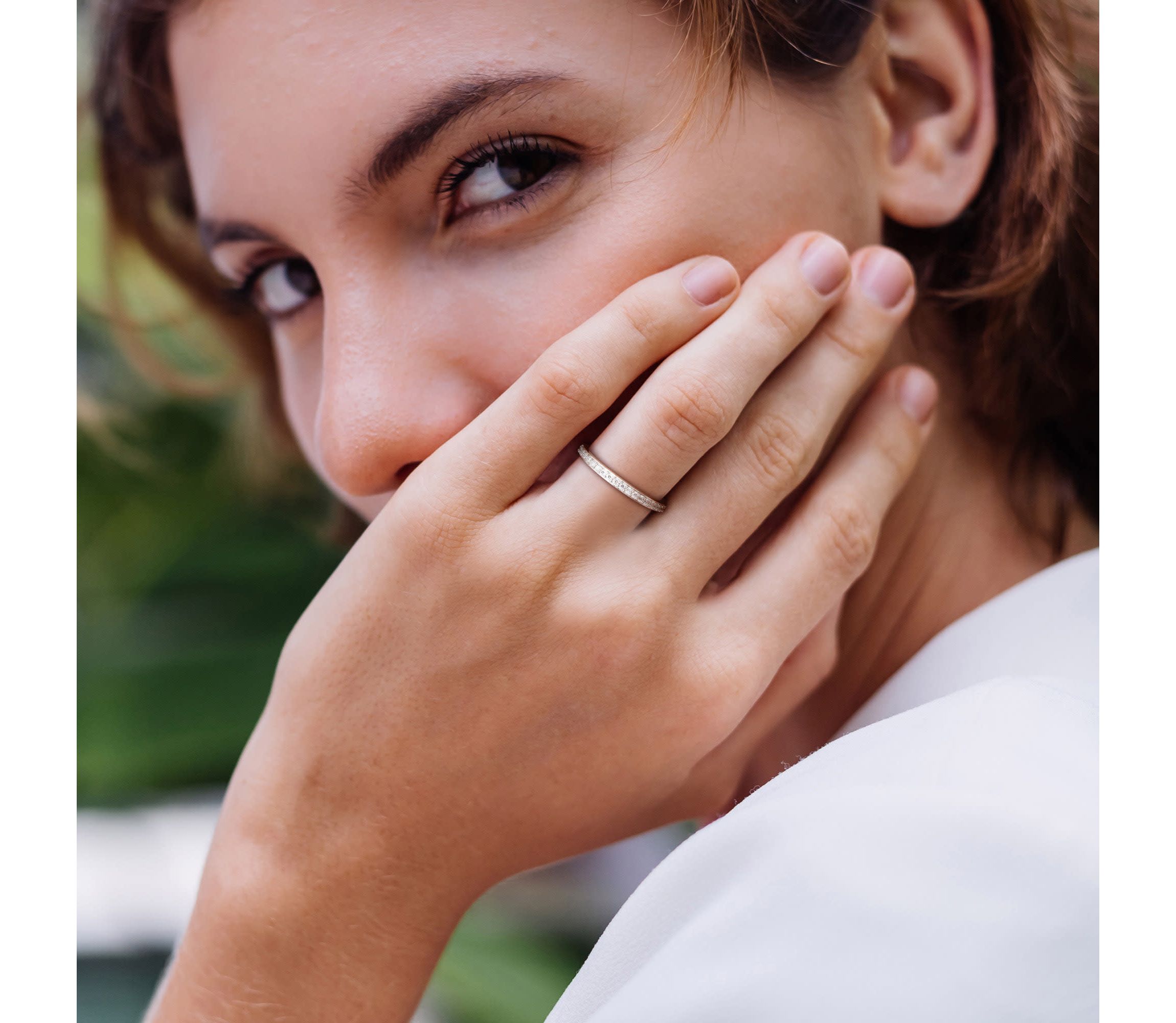 Lab Created Created Moissanite Eternity Ring in Sterling Silver
