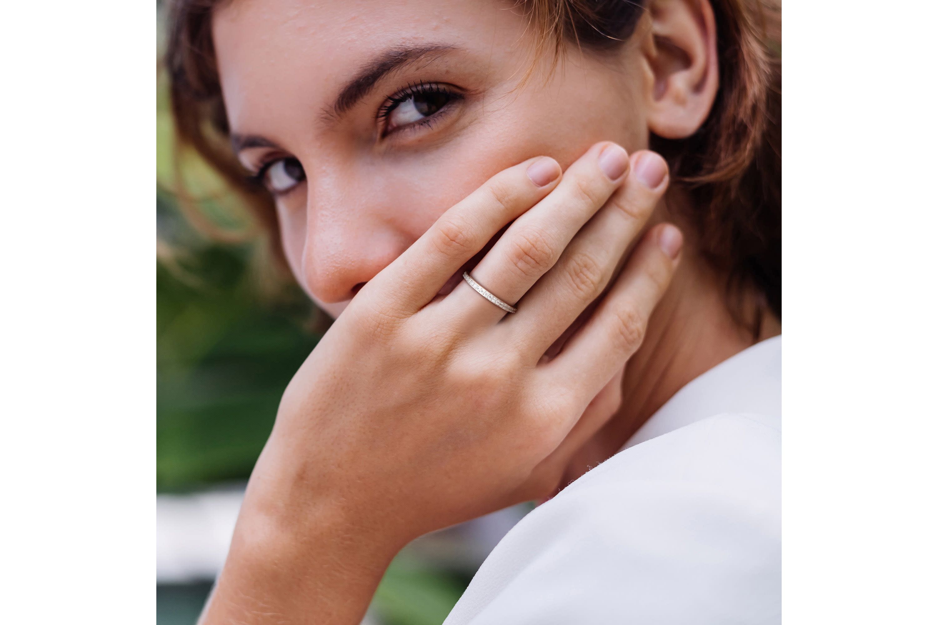 Lab Created Created Moissanite Eternity Ring in Sterling Silver
