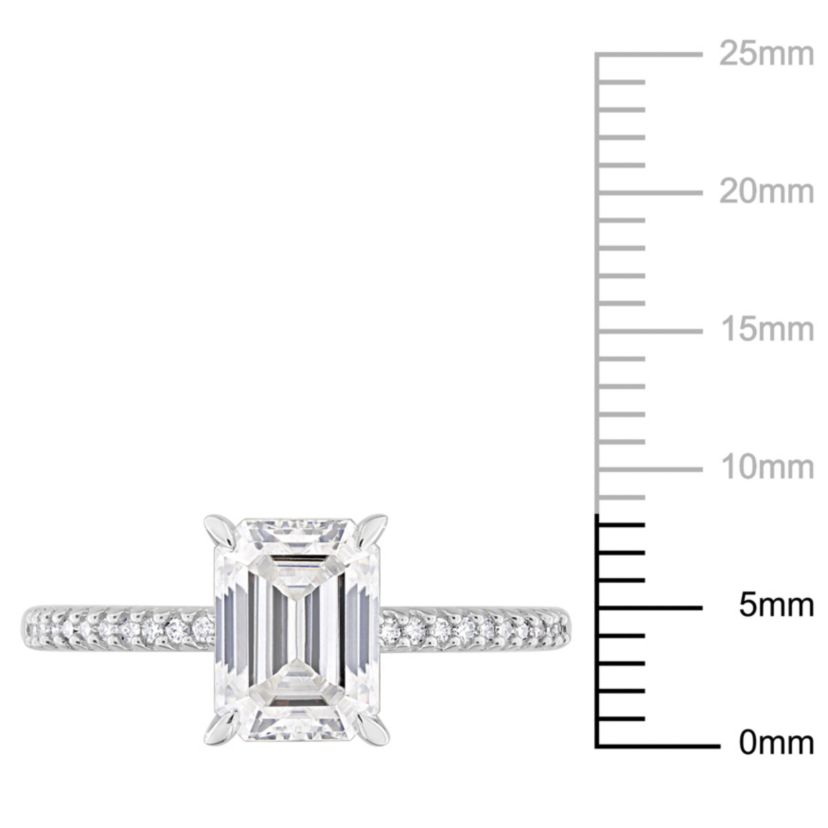 Lab Created Created Moissanite and 1/10 ct. t.w. Diamond Engagement Ring in 14K White Gold