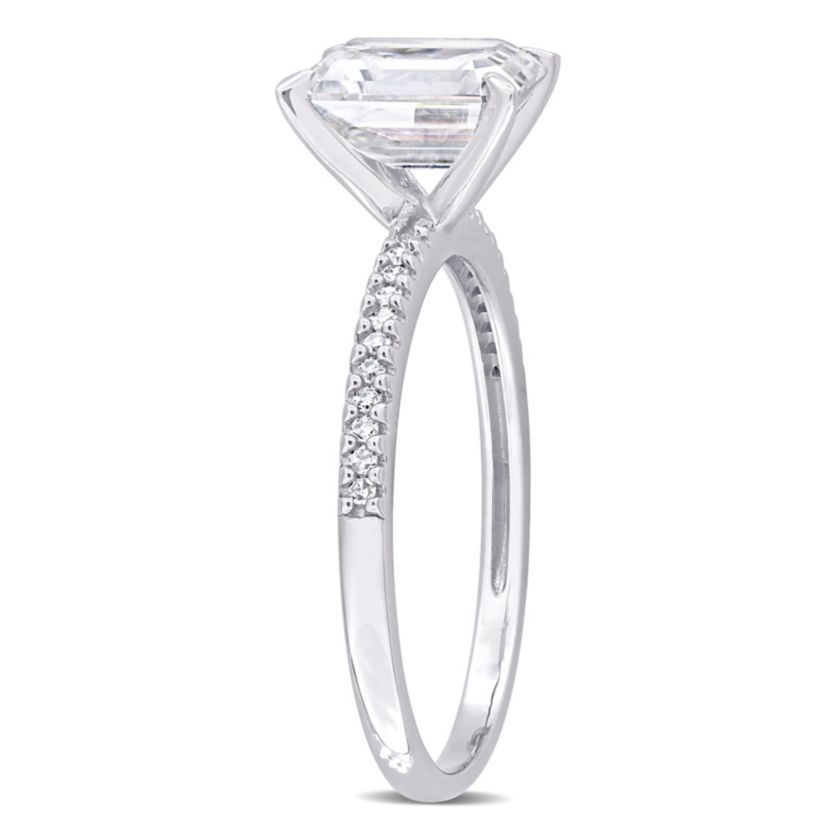 Lab Created Created Moissanite and 1/10 ct. t.w. Diamond Engagement Ring in 14K White Gold