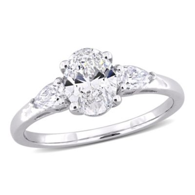 Lab Created Moissanite Engagement Ring 10K White Gold