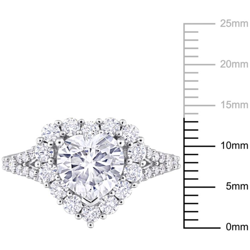 Lab Created Created Moissanite Halo Ring in Sterling Silver