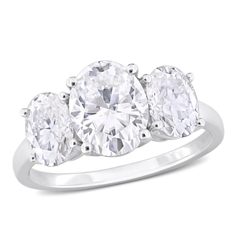 Lab Created Created Moissanite Engagement Ring in Sterling Silver