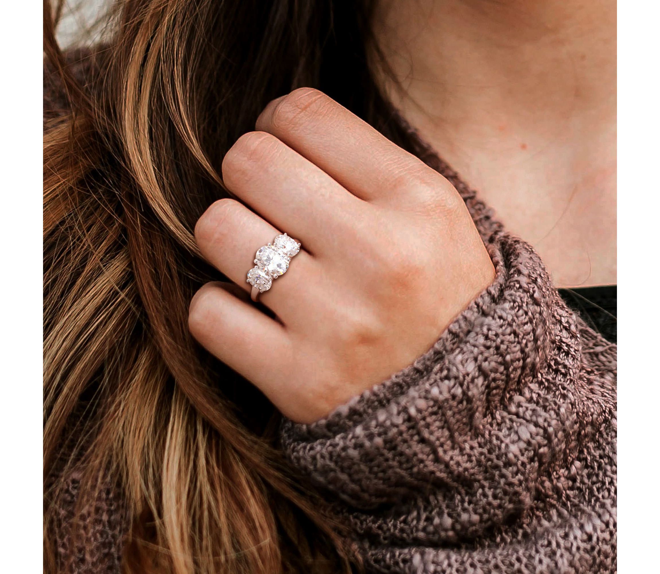 Lab Created Created Moissanite Engagement Ring in Sterling Silver
