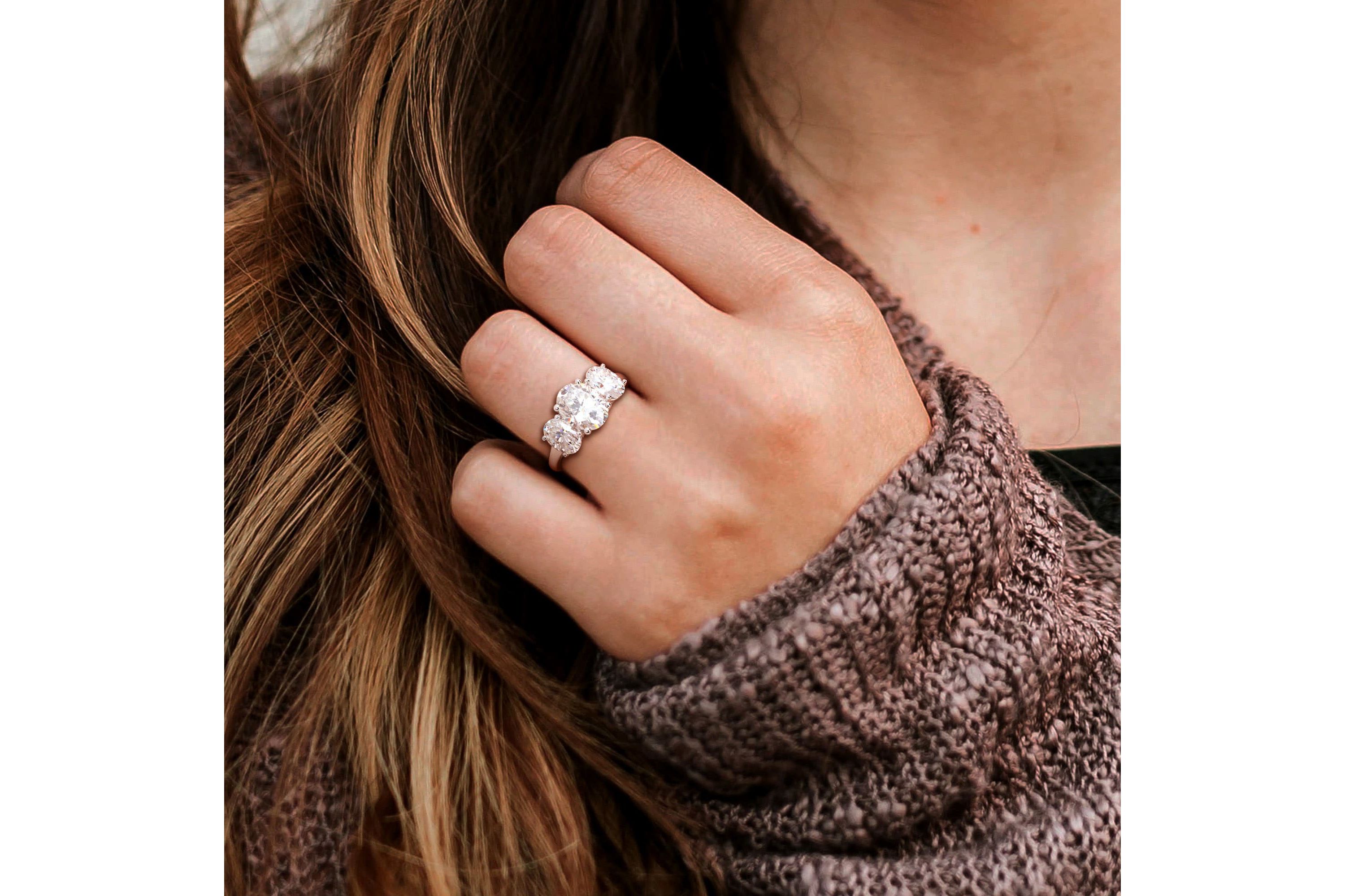 Lab Created Created Moissanite Engagement Ring in Sterling Silver