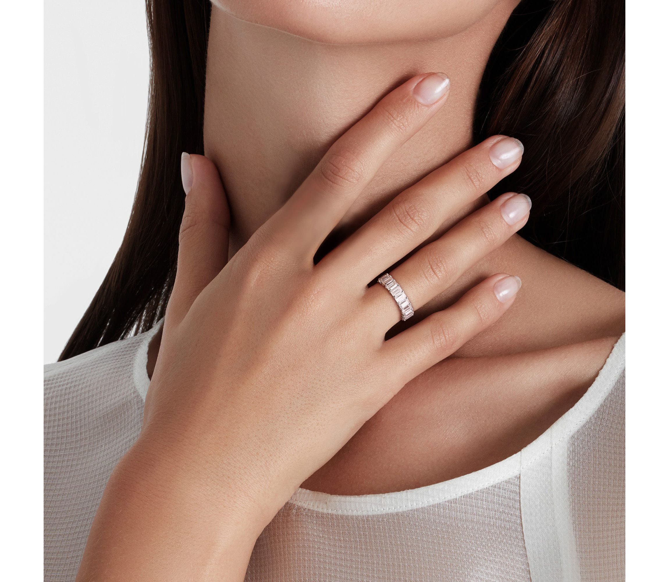 Lab Created Created Moissanite Eternity Ring in Sterling Silver