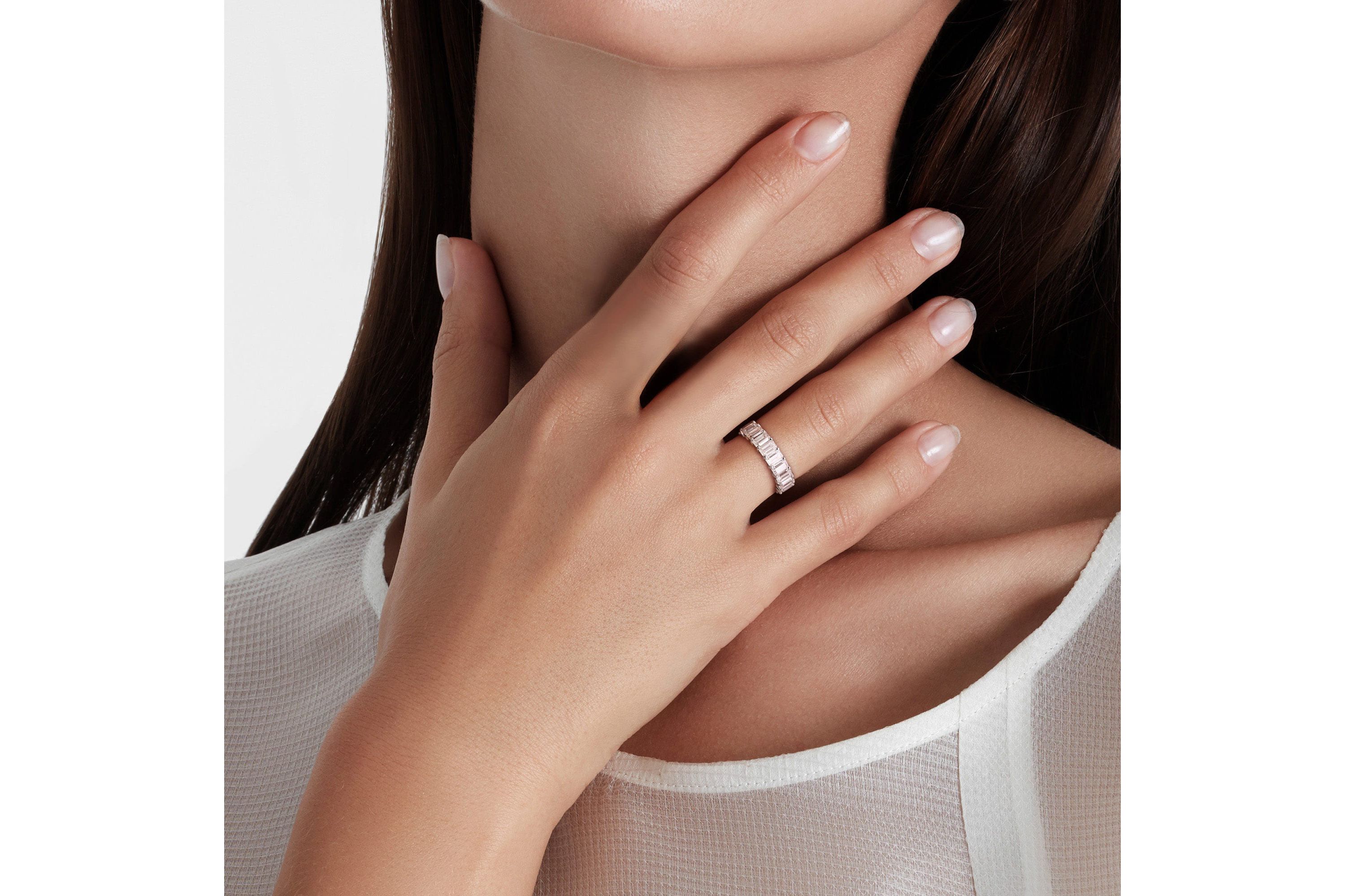 Lab Created Created Moissanite Eternity Ring in Sterling Silver