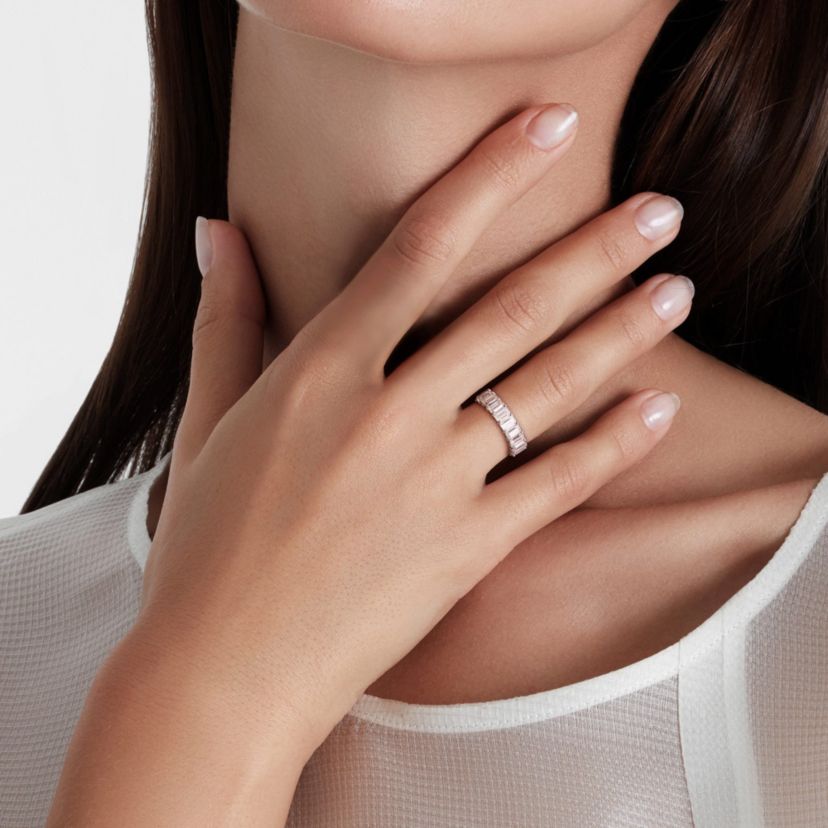 Lab Created Created Moissanite Eternity Ring in Sterling Silver