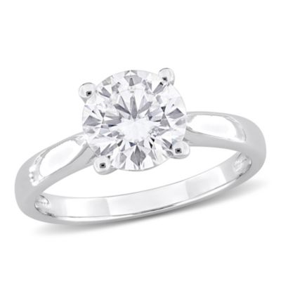 Lab Created Moissanite Solitaire Ring Sterling Silver