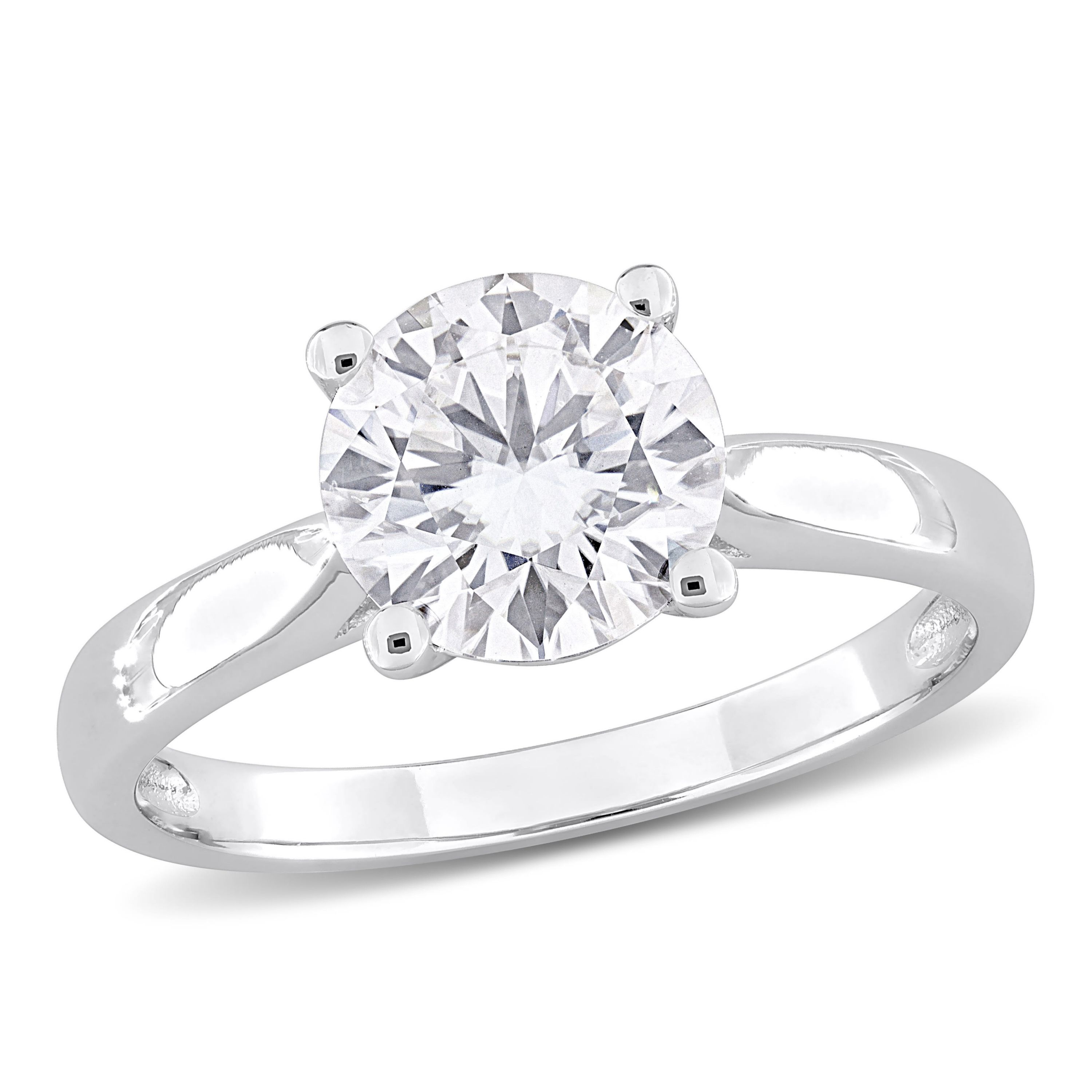 Lab Created Created Moissanite Solitaire Ring in Sterling Silver
