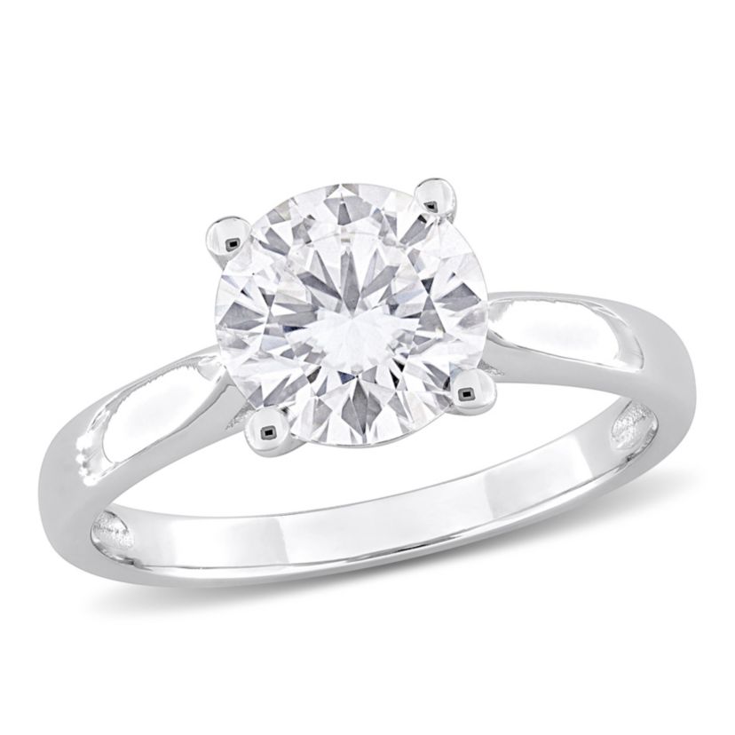 Lab Created Created Moissanite Solitaire Ring in Sterling Silver