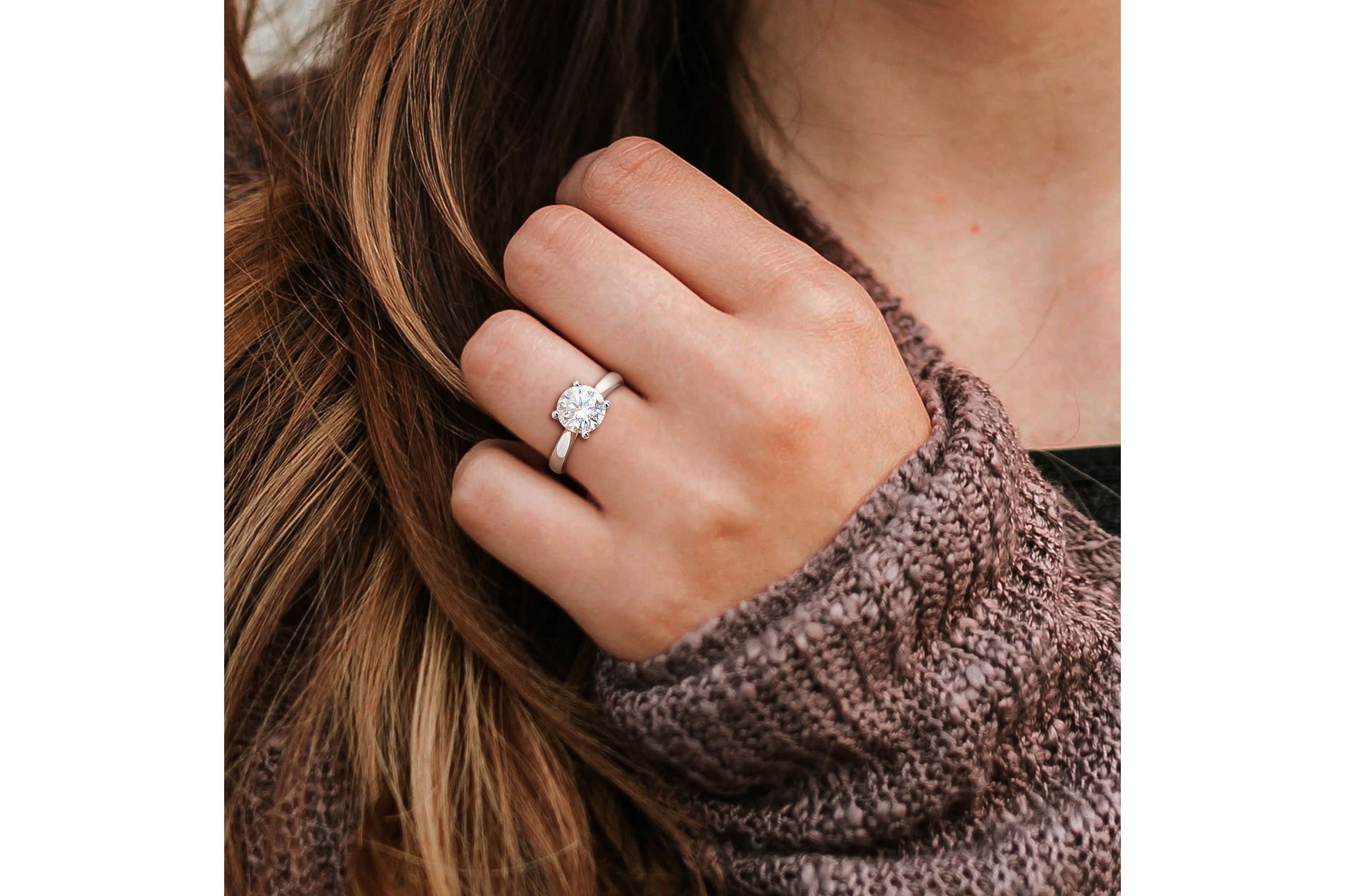 Lab Created Created Moissanite Solitaire Ring in Sterling Silver