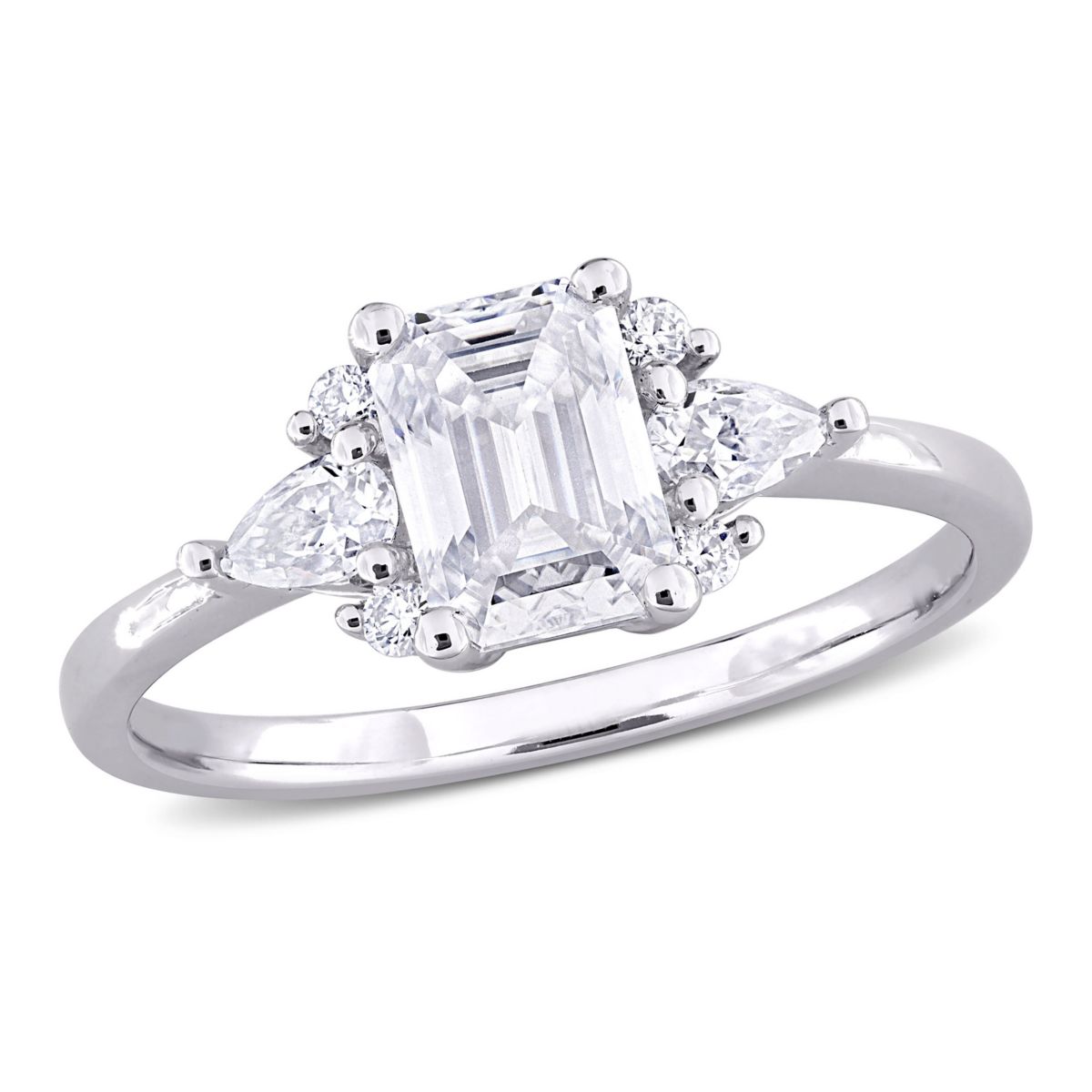 Lab Created Created Moissanite Engagement Ring in Sterling Silver