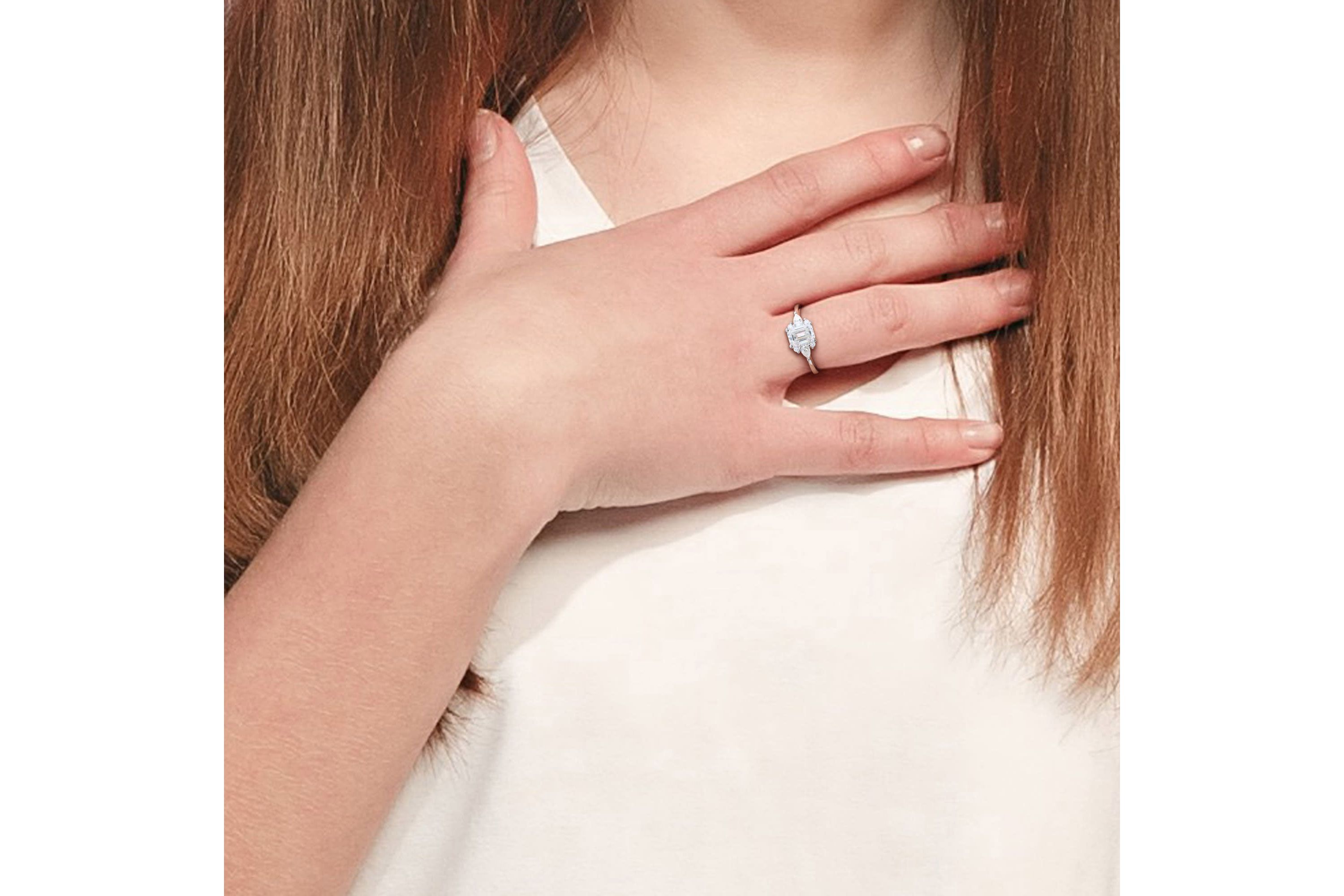 Lab Created Created Moissanite Engagement Ring in Sterling Silver