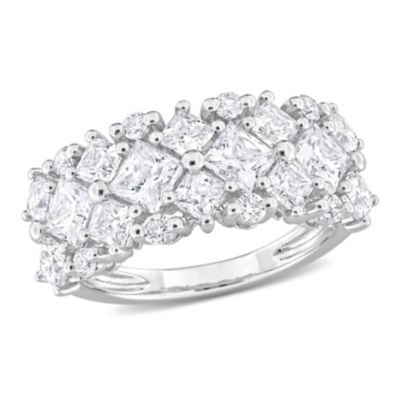 Belk & Co Lab Created Moissanite Cluster Ring in Sterling Silver
