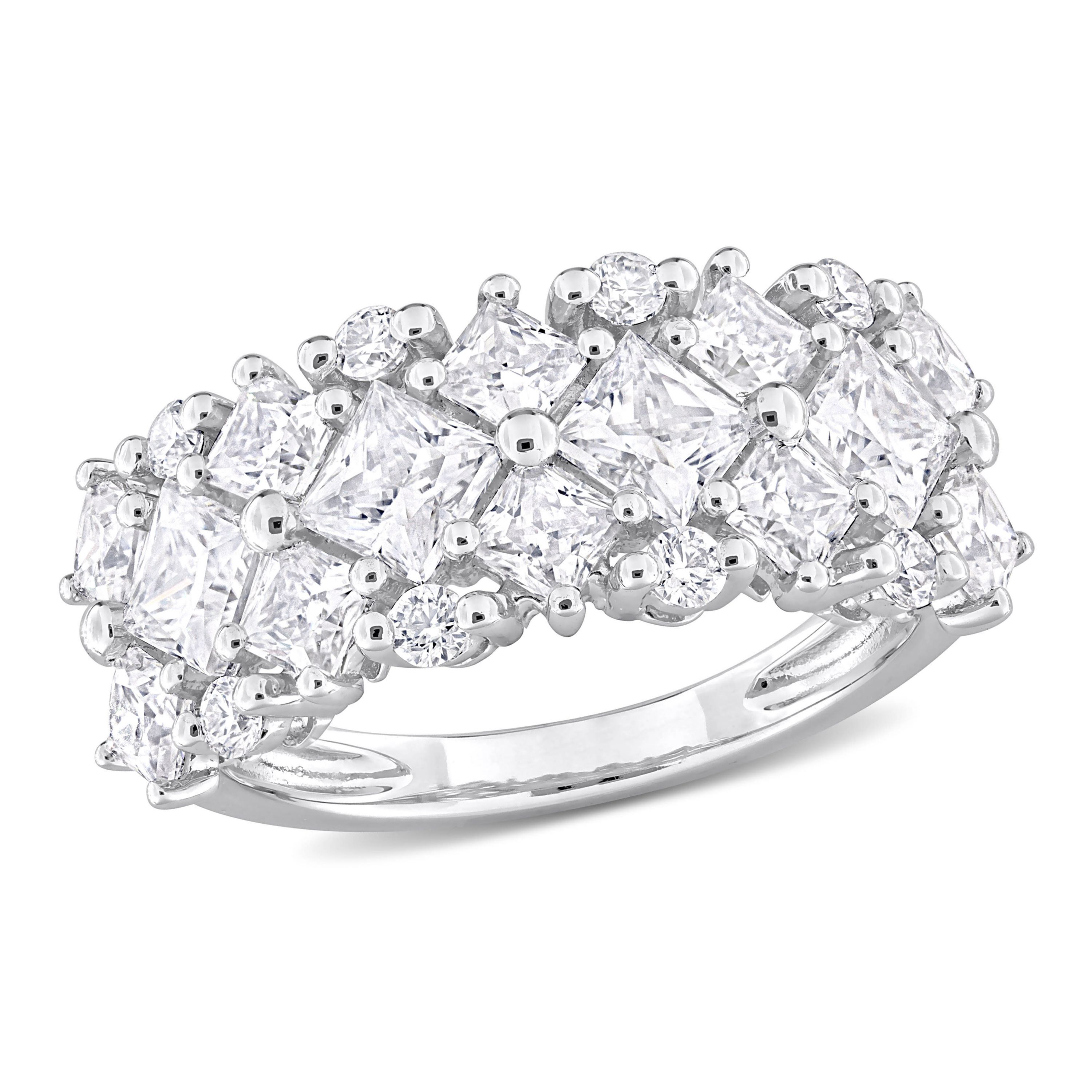 Lab Created Created Moissanite Cluster Ring in Sterling Silver