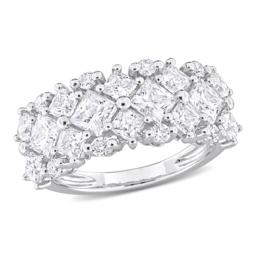 Lab Created Created Moissanite Cluster Ring in Sterling Silver