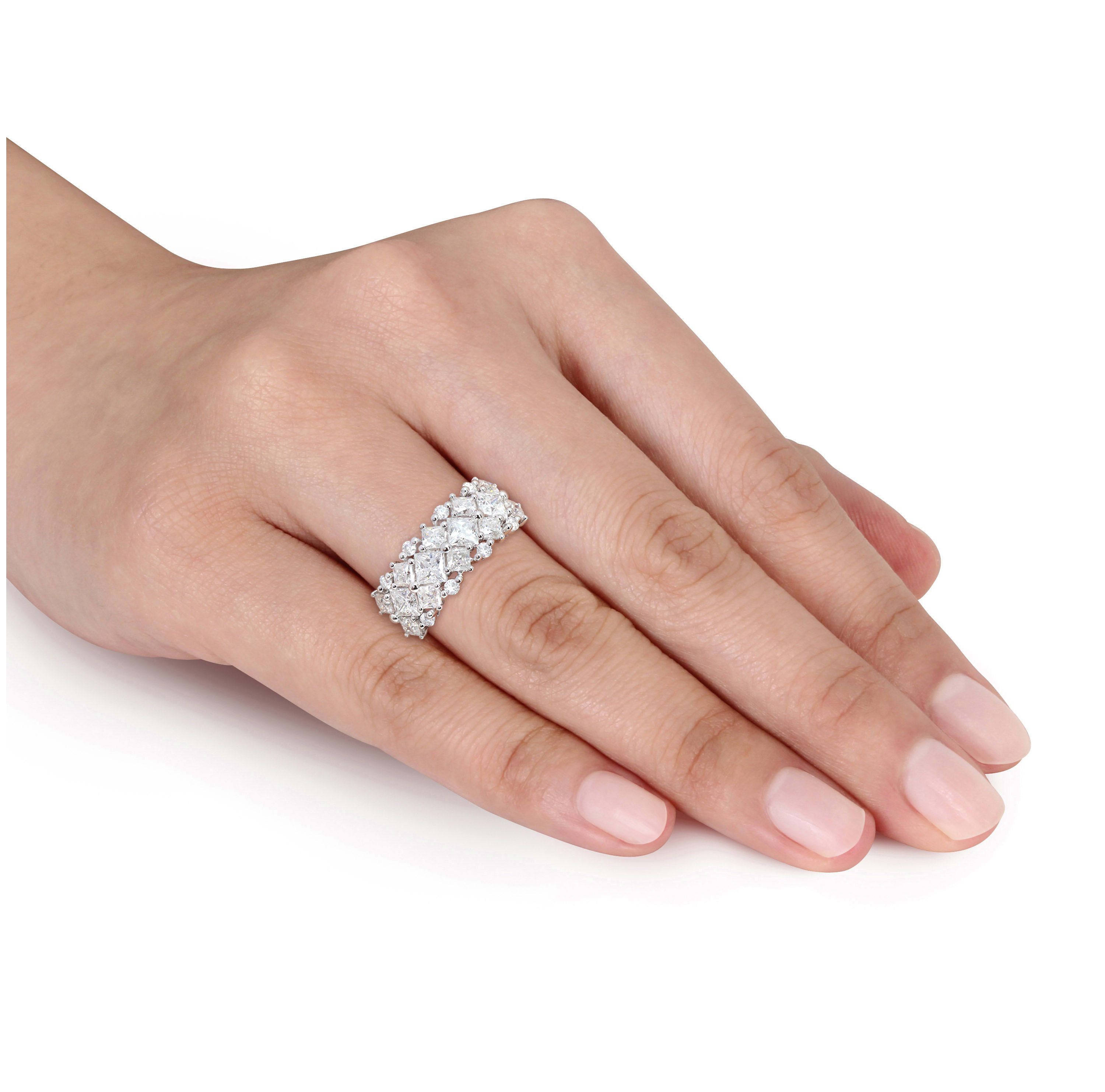 Lab Created Created Moissanite Cluster Ring in Sterling Silver