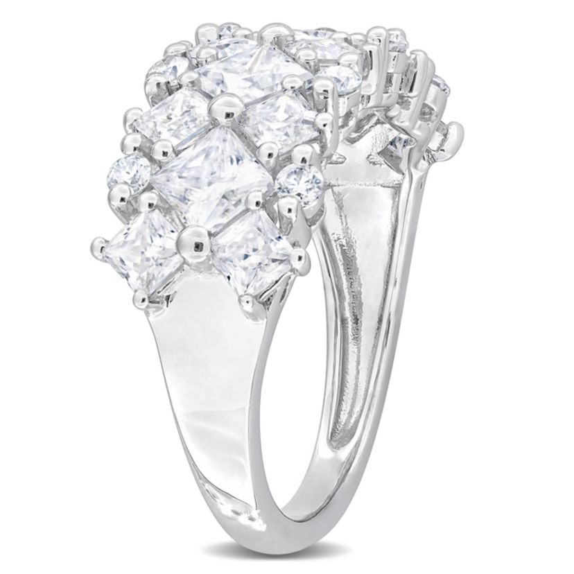 Lab Created Created Moissanite Cluster Ring in Sterling Silver