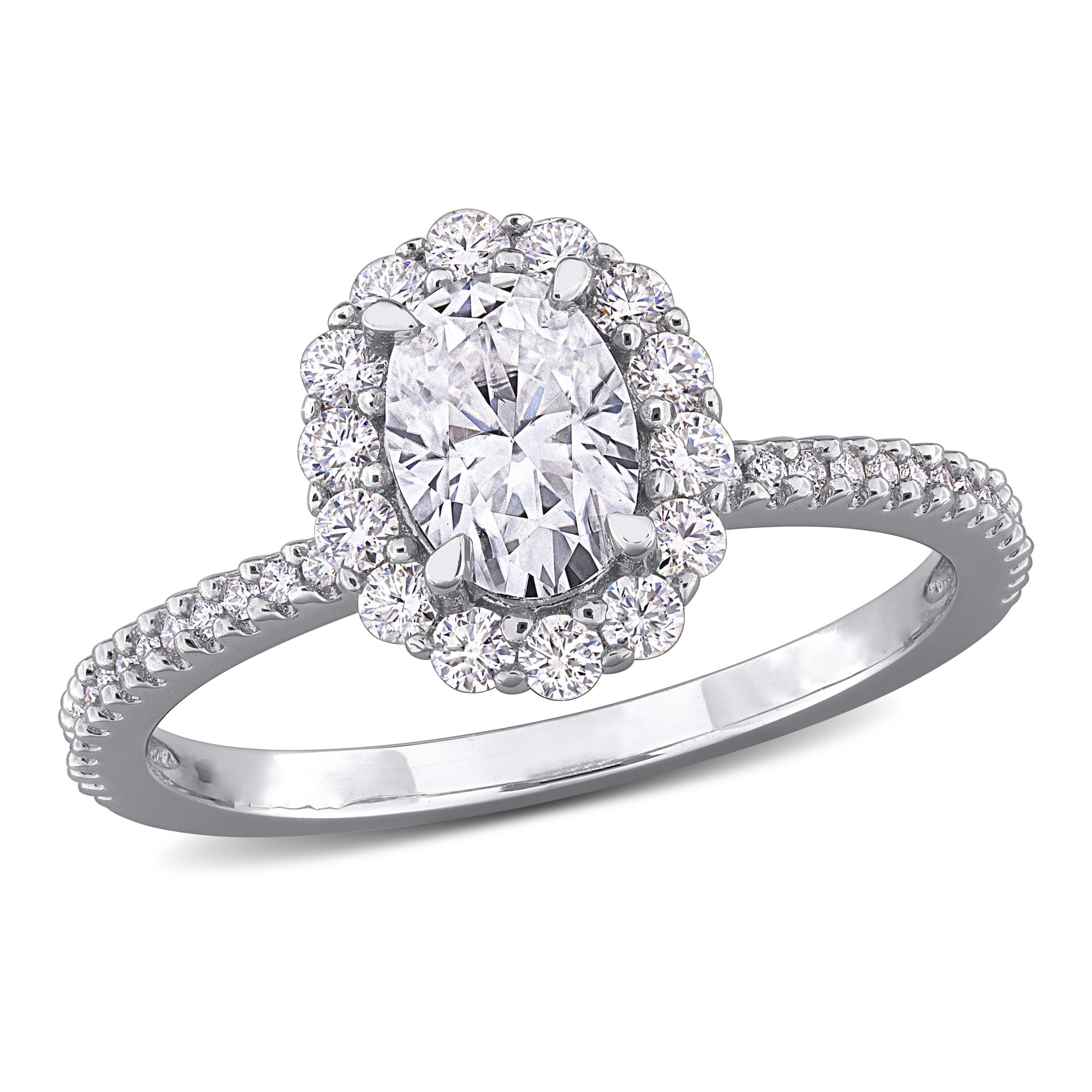Lab Created Created Moissanite Engagement Ring in Sterling Silver